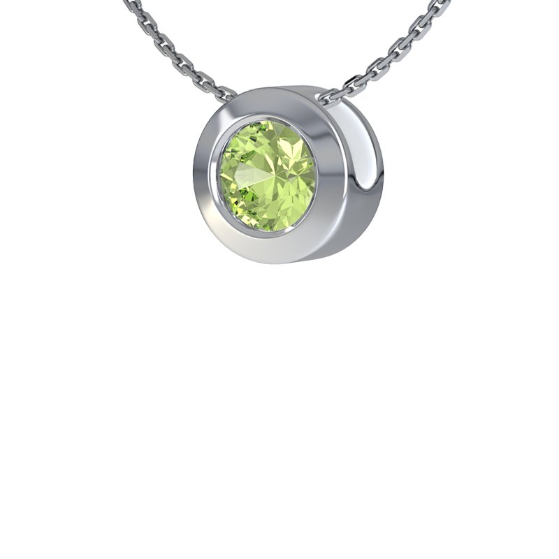 Peridot Weißgoldhalskette Bukarest, Weißgold 585, von vorn