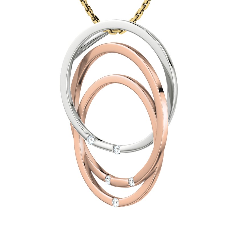 Diamanthalskette Cesena, Rotgold 585, von vorn