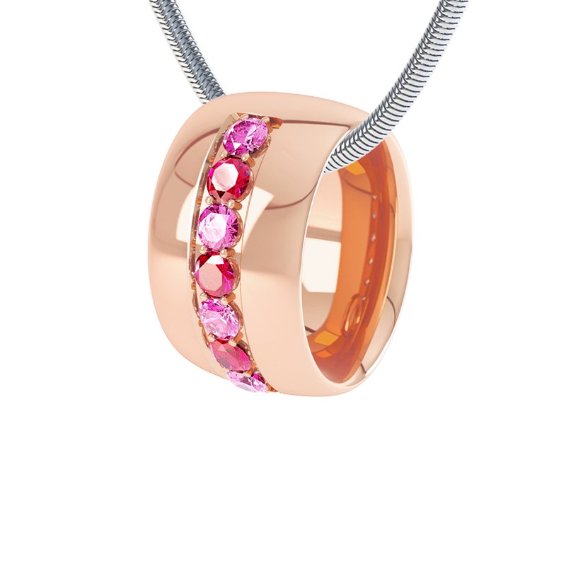 Pinker Turmalin Rotgoldhalskette Christina, Rotgold 585, von vorn