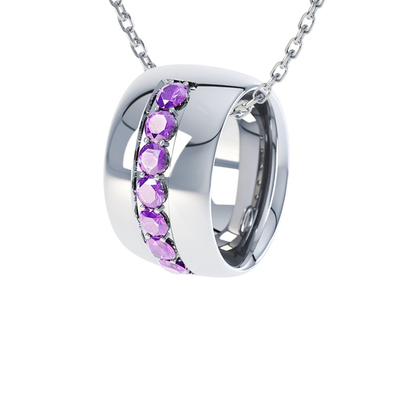 Amethyst Sterlingsilberhalskette Christina, Sterlingsilber 925, von vorn