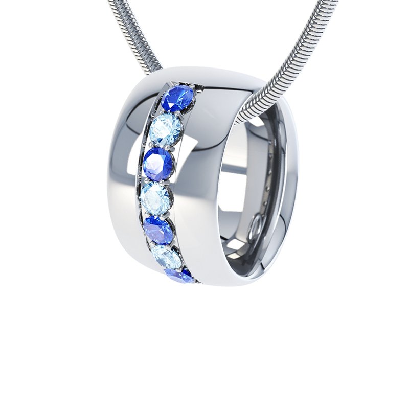 Blauer Saphir Sterlingsilberhalskette Christina, Sterlingsilber 925, von vorn