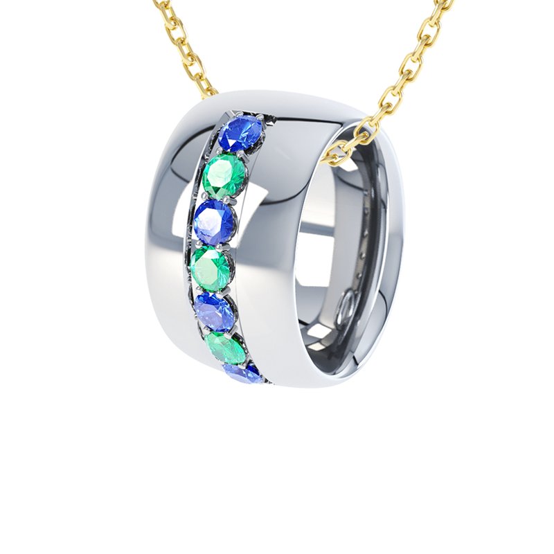 Blauer Saphir Sterlingsilberhalskette Christina, Sterlingsilber 925, von vorn