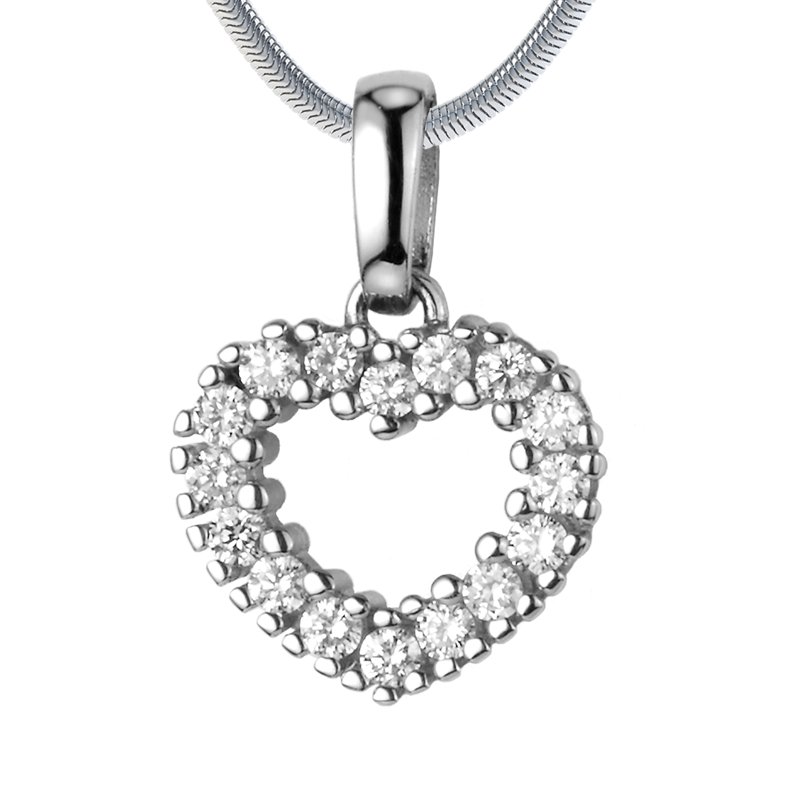 Diamanthalskette Coco, Weißgold 585, von vorn