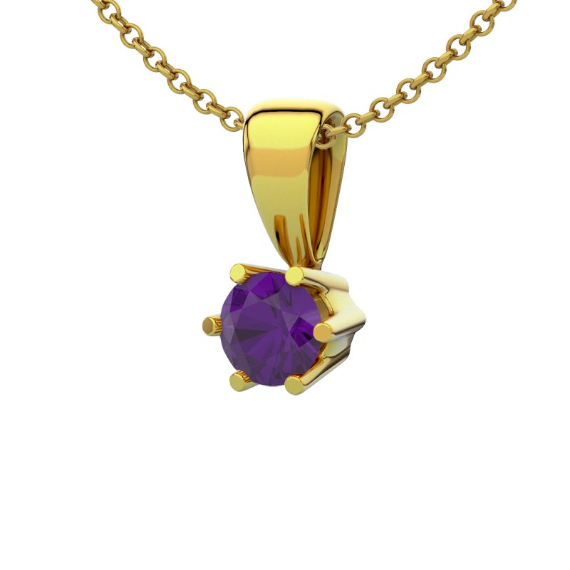 Amethyst Gelbgoldhalskette Delhi, Gelbgold 585, von vorn