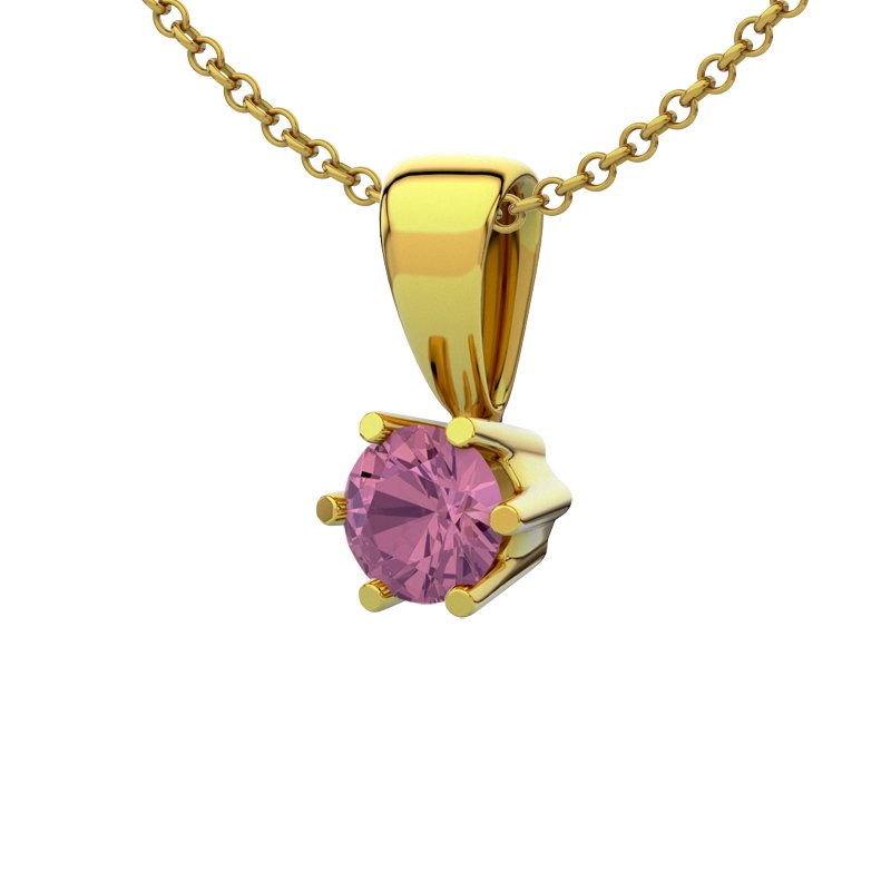 Pinker Turmalin Gelbgoldhalskette Delhi, Gelbgold 585, von vorn
