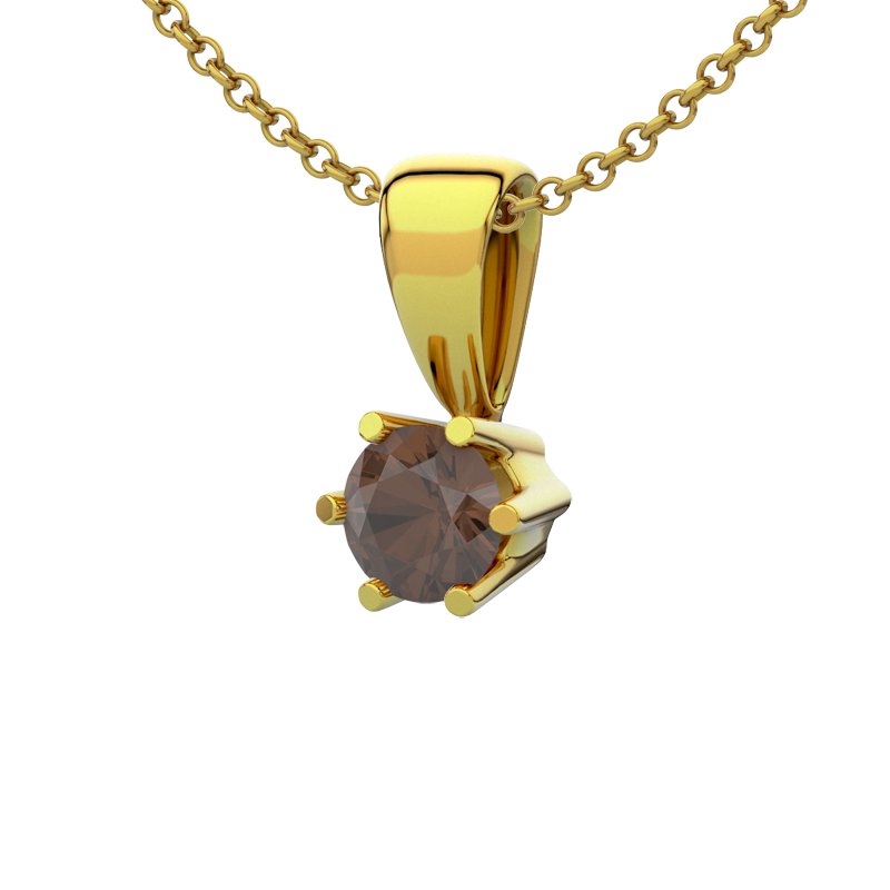 Rauchquarz Gelbgoldhalskette Delhi, Gelbgold 585, von vorn