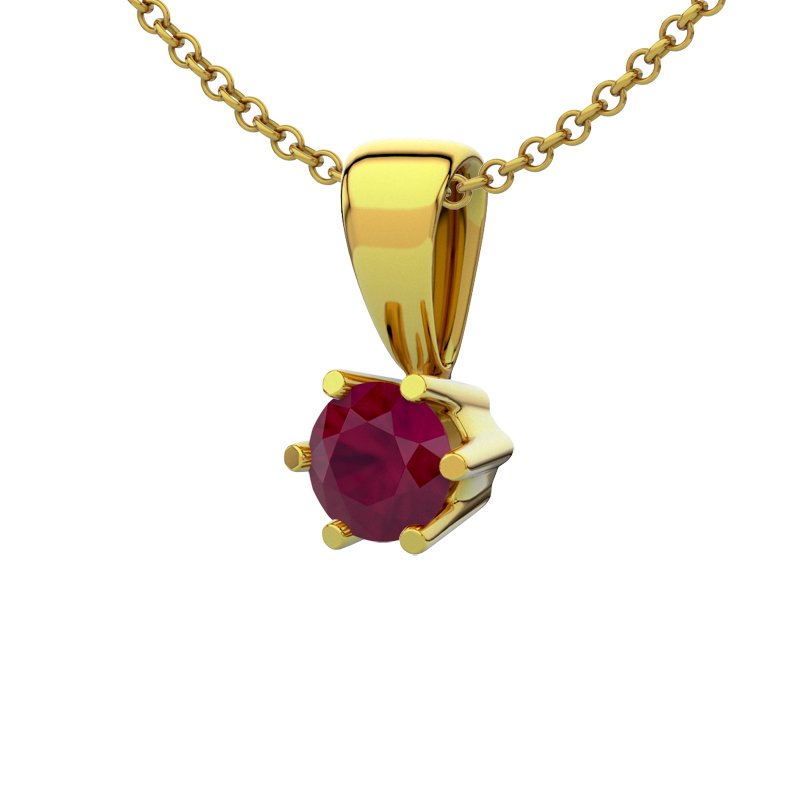 Rubin Gelbgoldhalskette Delhi, Gelbgold 585, von vorn