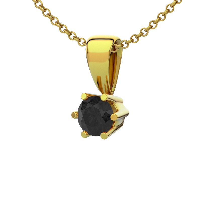 Diamant Schwarz Gelbgoldhalskette Delhi, Gelbgold 585, von vorn