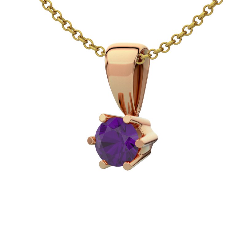 Amethyst Rotgoldhalskette Delhi, Rotgold 585, von vorn
