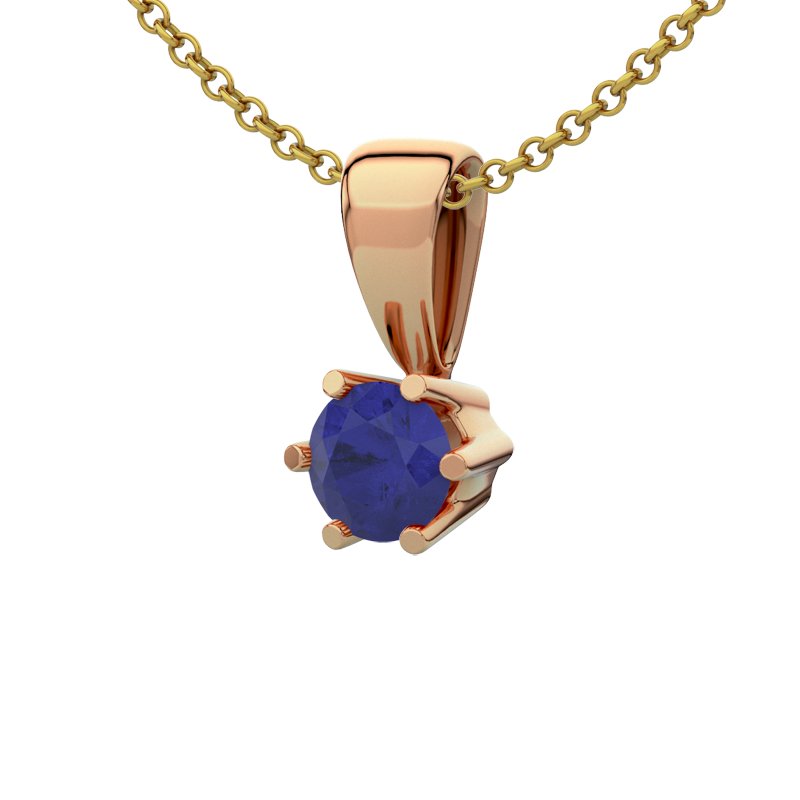 Blauer Saphir Rotgoldhalskette Delhi, Rotgold 585, von vorn