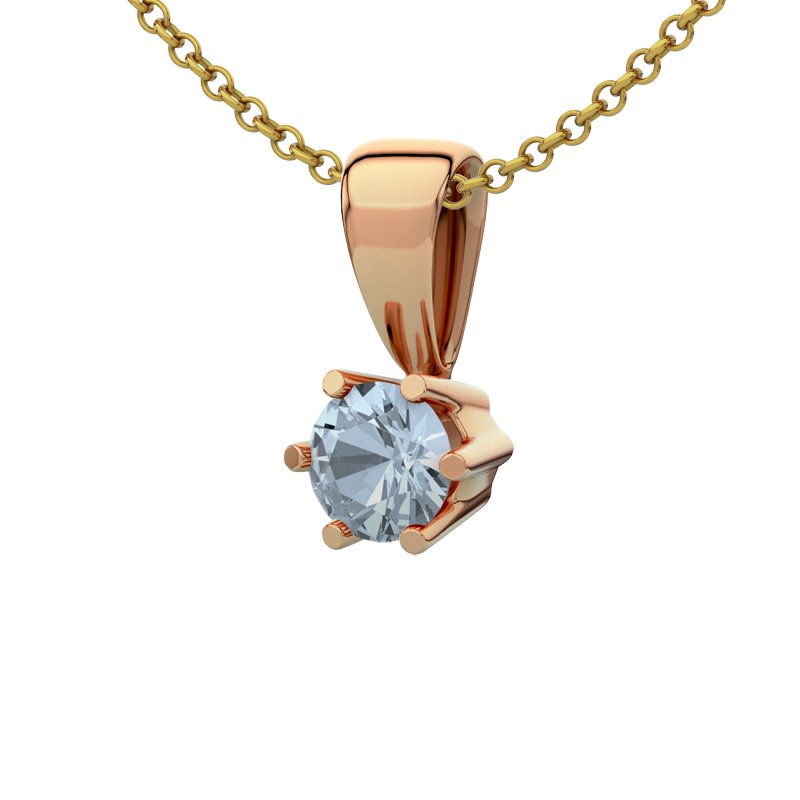 Blauer Topas Rotgoldhalskette Delhi, Rotgold 585, von vorn