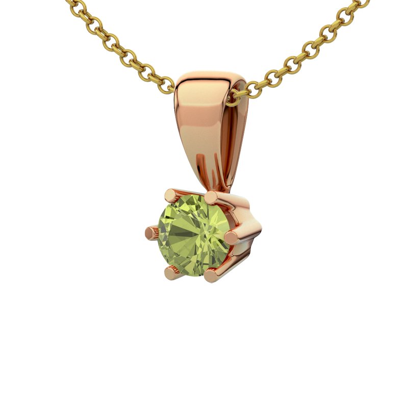Peridot Rotgoldhalskette Delhi, Rotgold 585, von vorn