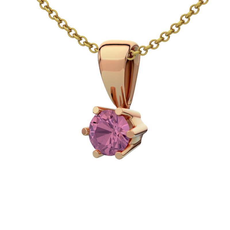 Pinker Turmalin Rotgoldhalskette Delhi, Rotgold 585, von vorn