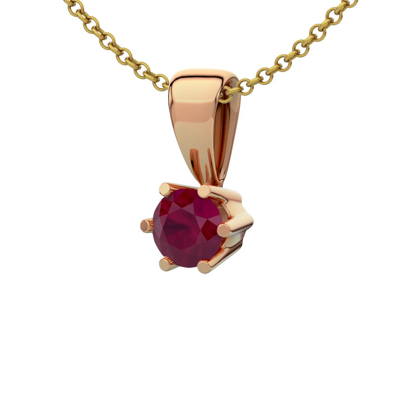 Rubin Rotgoldhalskette Delhi, Rotgold 585, von vorn