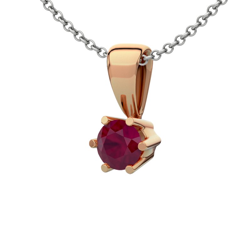 Rubin Rotgoldhalskette Delhi, Rotgold 750, von vorn