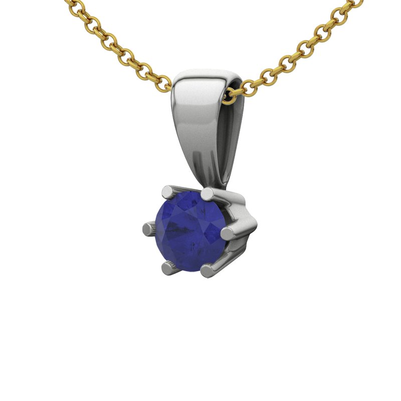 Blauer Saphir Sterlingsilberhalskette Delhi, Sterlingsilber 925, von vorn