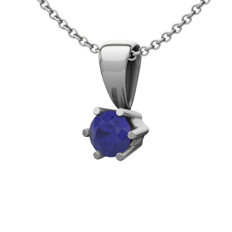 Blauer Saphir Sterlingsilberhalskette Delhi, Sterlingsilber 925, von vorn