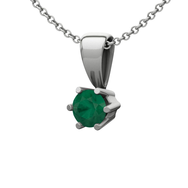 Smaragd Sterlingsilberhalskette Delhi, Sterlingsilber 925, von vorn