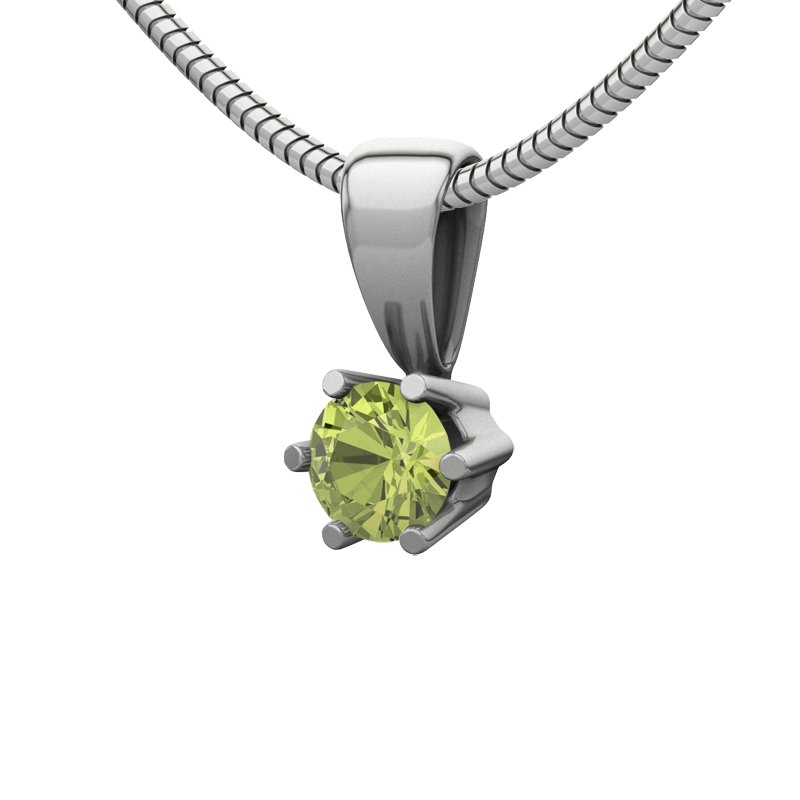 Peridot Weißgoldhalskette Delhi, Weißgold 585, von vorn
