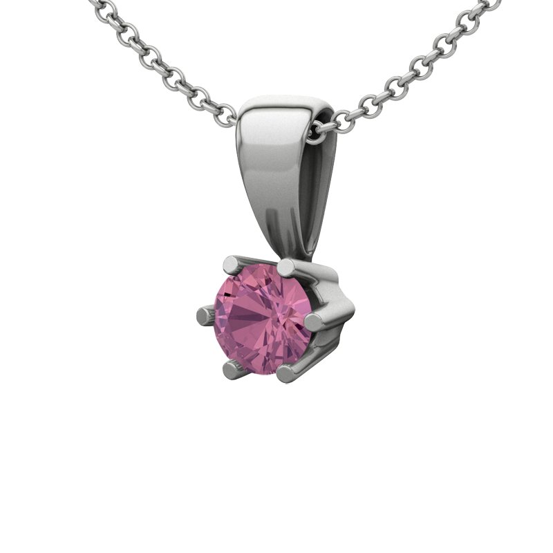 Pinker Turmalin Weißgoldhalskette Delhi, Weißgold 585, von vorn