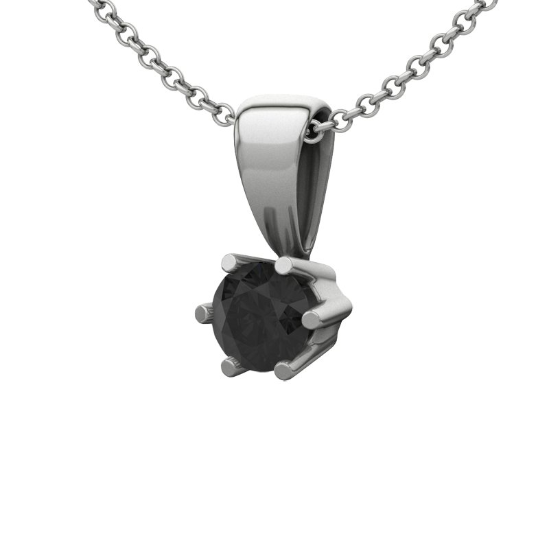 Diamant Schwarz Weißgoldhalskette Delhi, Weißgold 585, von vorn