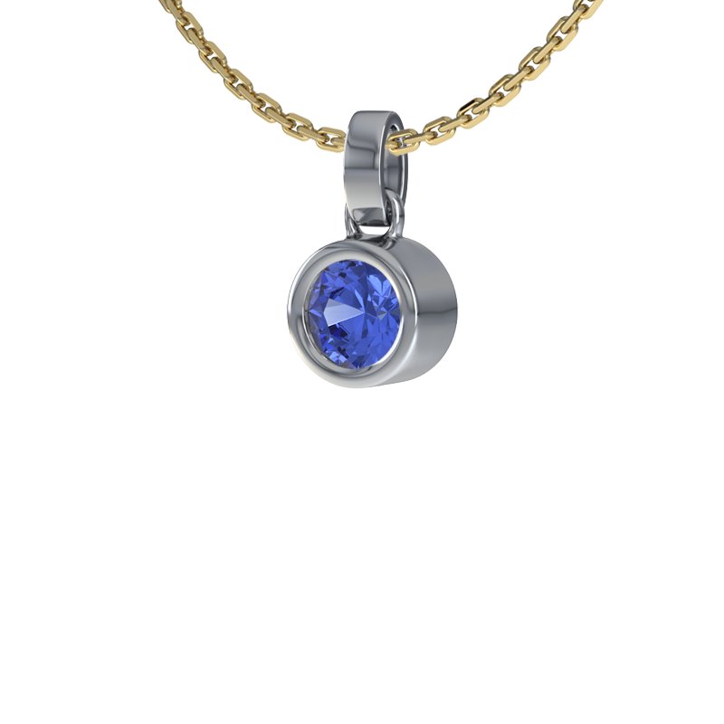 Blauer Saphir Sterlingsilberhalskette Dominikanische Republik, Sterlingsilber 925, von vorn