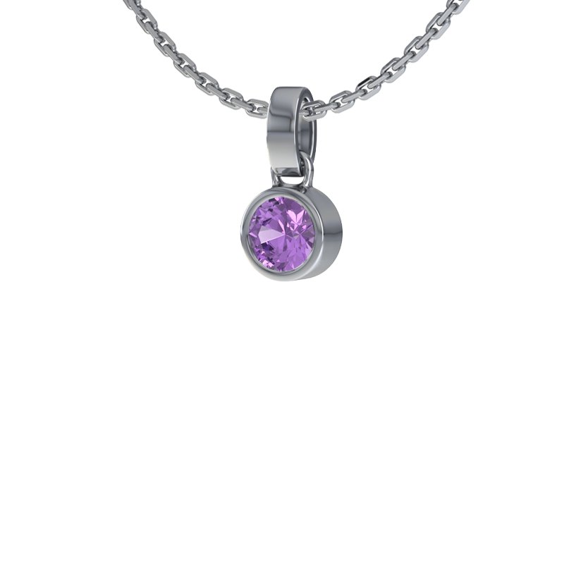 Amethyst Weißgoldhalskette El Alto, Weißgold 585, von vorn