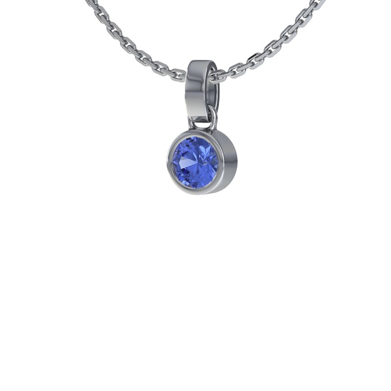 Blauer Saphir Weißgoldhalskette El Alto, Weißgold 585, von vorn