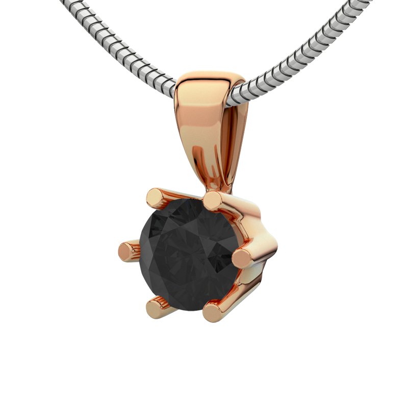 Diamant Schwarz Rotgoldhalskette Elda, Rotgold 585, von vorn