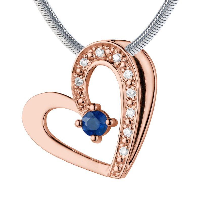 Blauer Saphir Rotgoldhalskette Elena, Rotgold 585, von vorn