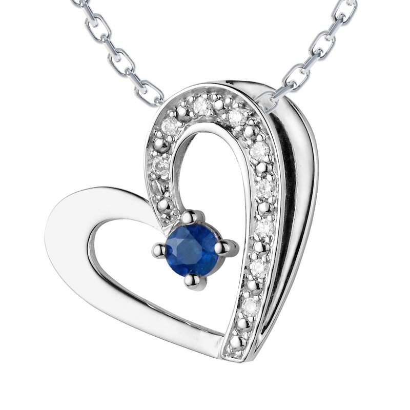 Blauer Saphir Weißgoldhalskette Elena, Weißgold 585, von vorn