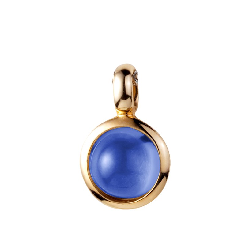 Blauer Saphir Gelbgoldhalskette Emilia Lovely, Gelbgold 750, von vorn