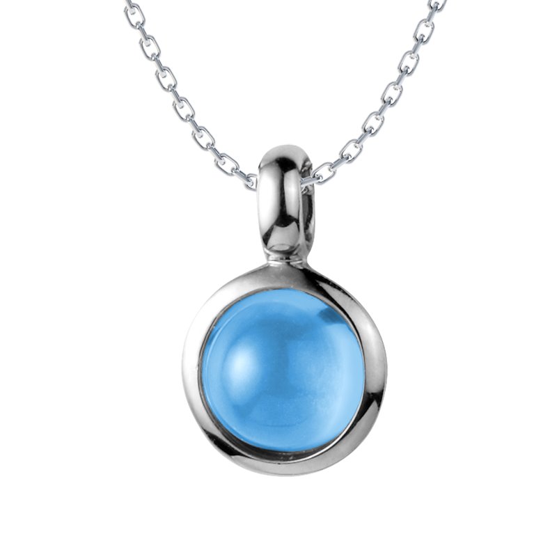 Blauer Topas Weißgoldhalskette Emilia Lovely, Weißgold 585, von vorn