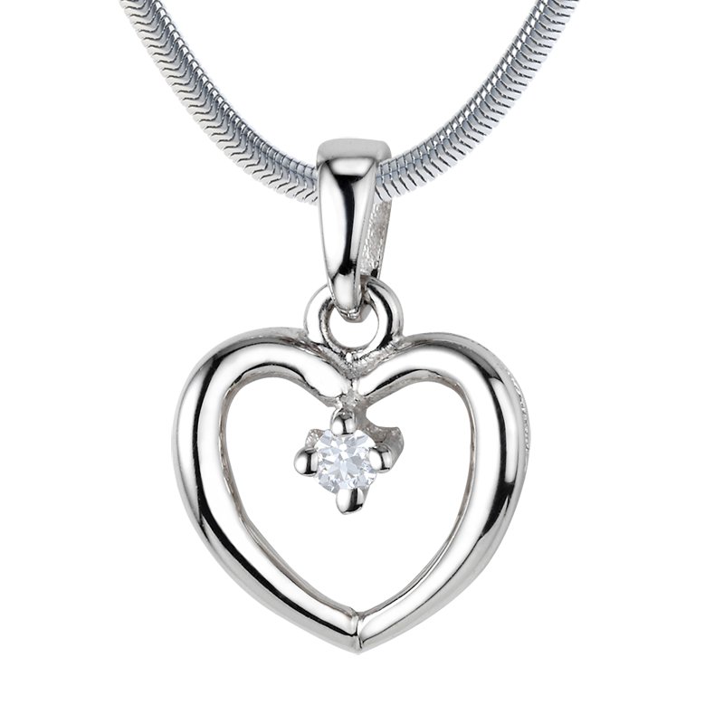Diamanthalskette Emilia, Weißgold 585, von vorn