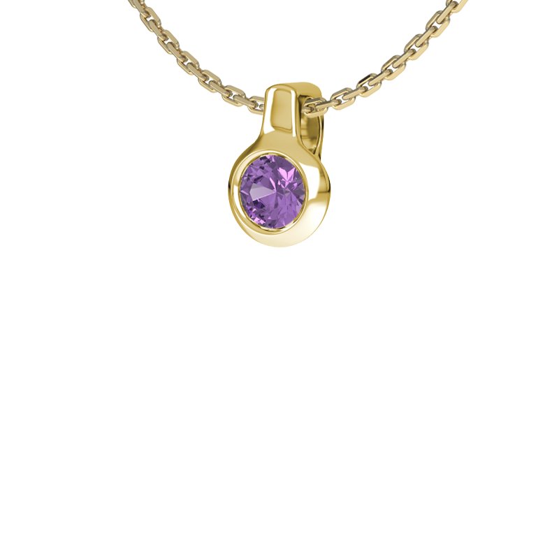 Amethyst Gelbgoldhalskette Florenz, Gelbgold 585, von vorn