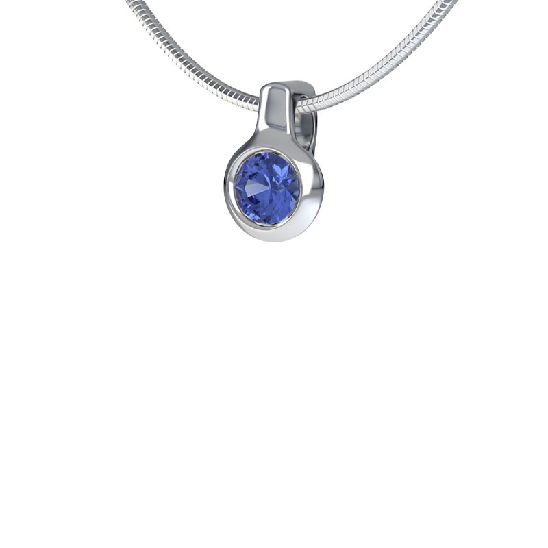 Blauer Saphir Sterlingsilberhalskette Florenz, Sterlingsilber 925, von vorn