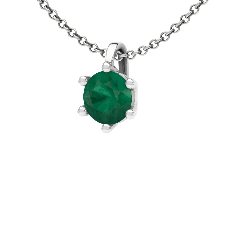 Smaragd Sterlingsilberhalskette Foggia, Sterlingsilber 925, von vorn