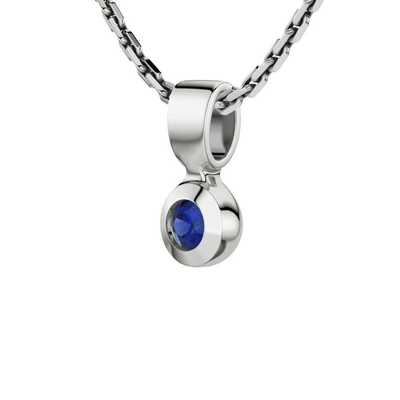 Blauer Saphir Sterlingsilberhalskette Gabriela, Sterlingsilber 925, von vorn