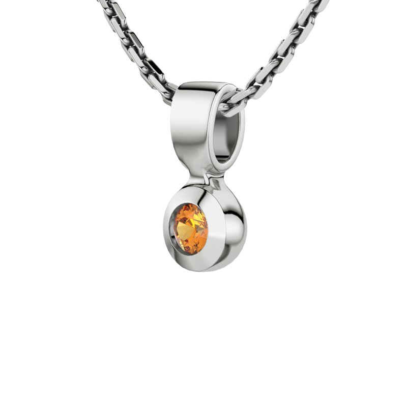 Citrin Weißgoldhalskette Gabriela, Weißgold 585, von vorn