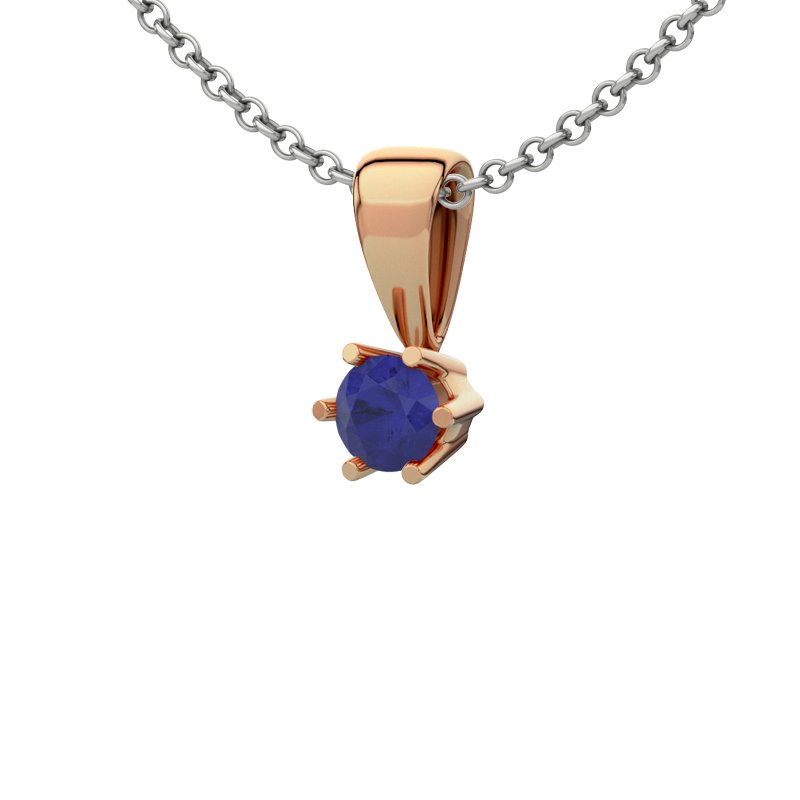 Blauer Saphir Rotgoldhalskette Granada, Rotgold 585, von vorn