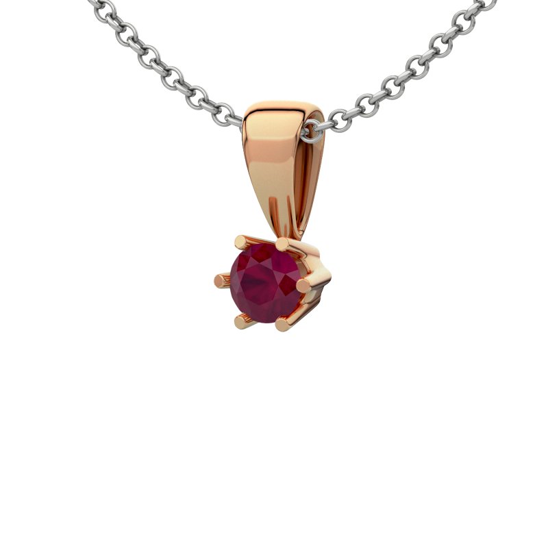 Rubin Rotgoldhalskette Granada, Rotgold 585, von vorn