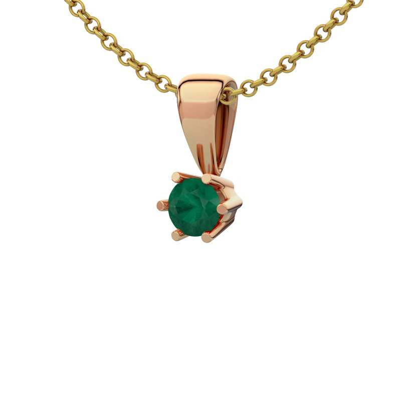 Smaragd Rotgoldhalskette Granada, Rotgold 585, von vorn