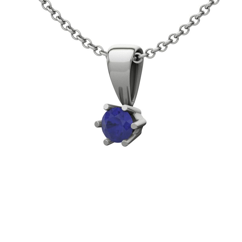 Blauer Saphir Sterlingsilberhalskette Granada, Sterlingsilber 925, von vorn