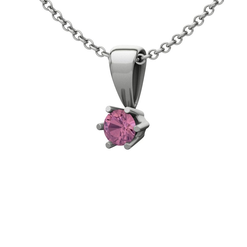 Pinker Turmalin Sterlingsilberhalskette Granada, Sterlingsilber 925, von vorn