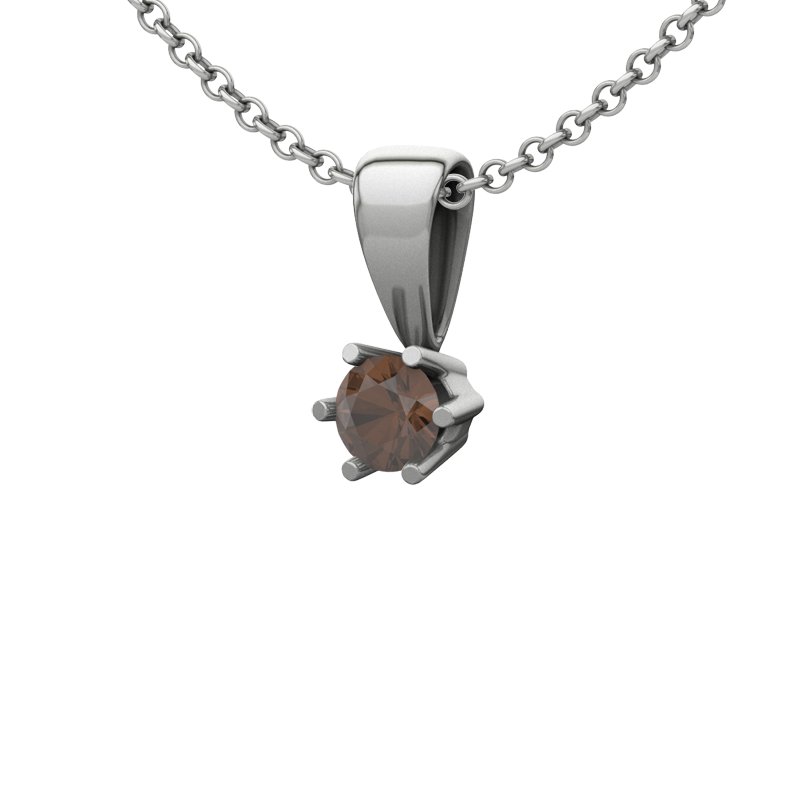 Rauchquarz Sterlingsilberhalskette Granada, Sterlingsilber 925, von vorn