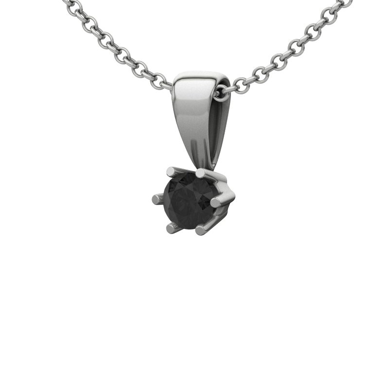 Diamant Schwarz Sterlingsilberhalskette Granada, Sterlingsilber 925, von vorn