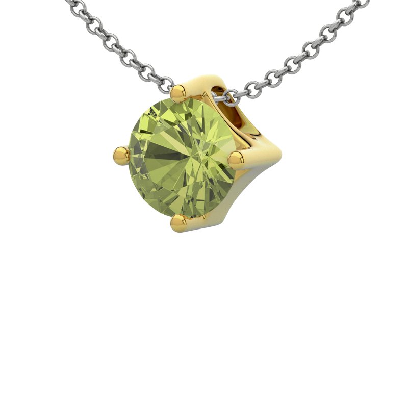 Peridot Gelbgoldhalskette Greenich, Gelbgold 585, von vorn