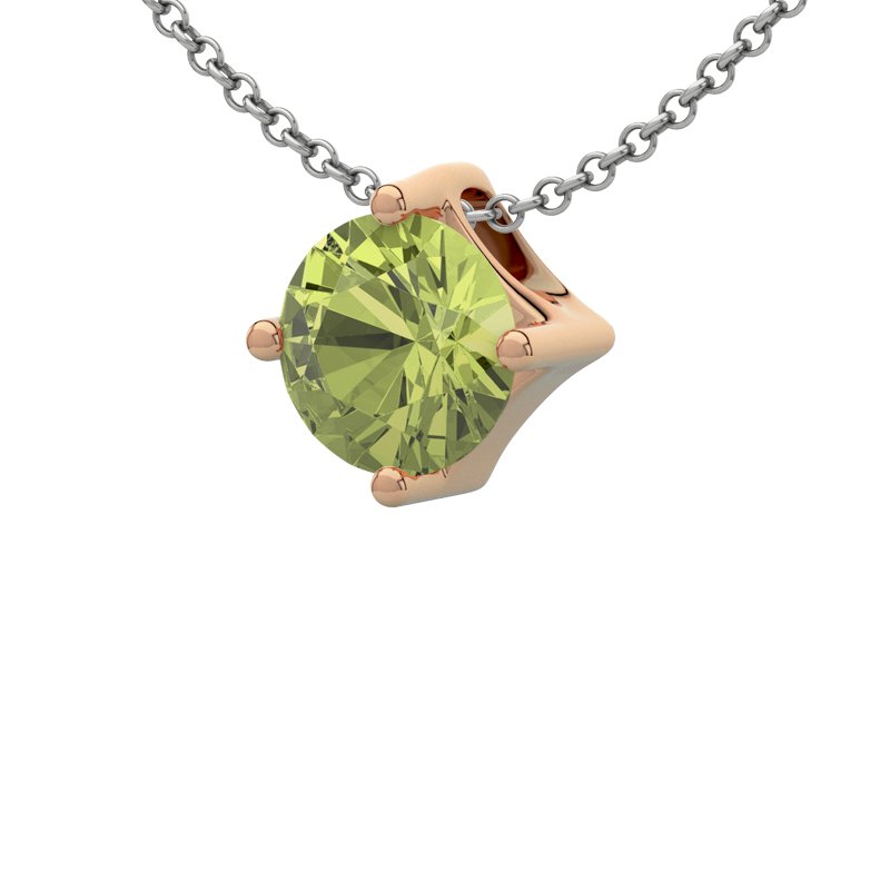Peridot Rotgoldhalskette Greenich, Rotgold 585, von vorn