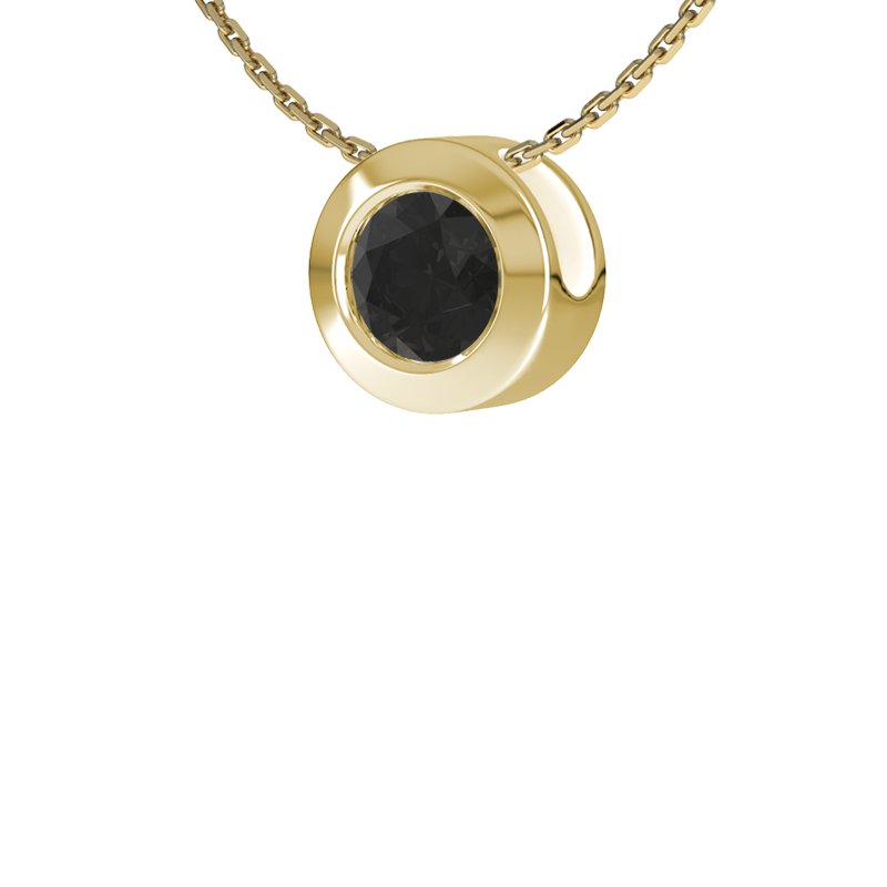 Diamant Schwarz Gelbgoldhalskette Havanna, Gelbgold 585, von vorn