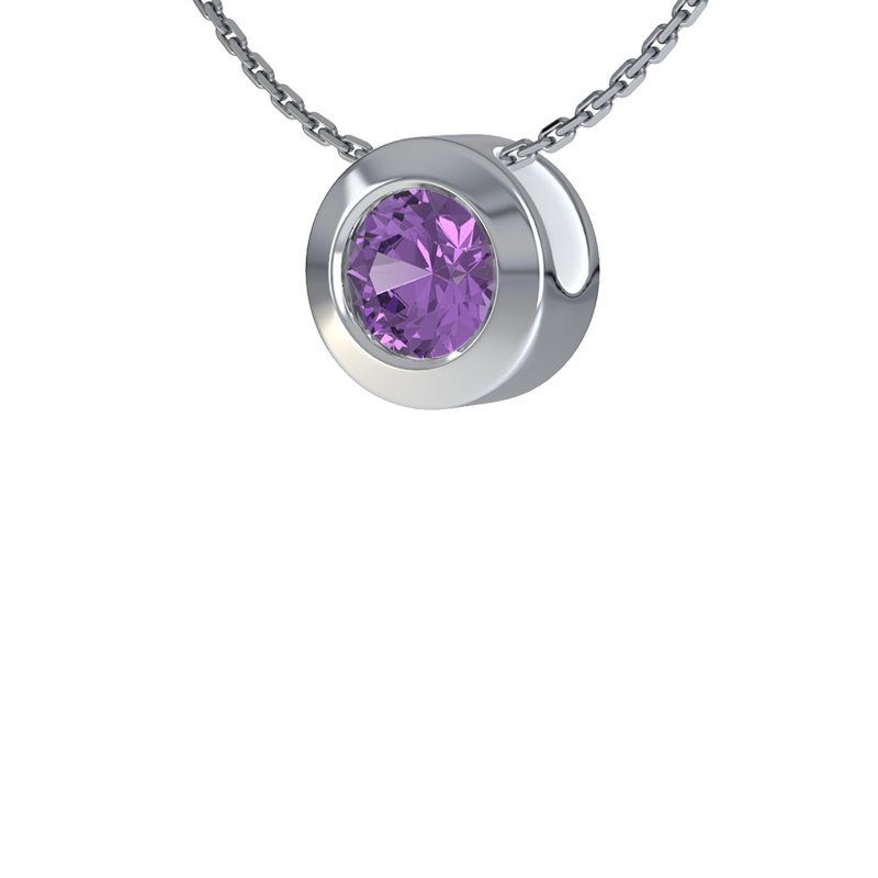 Amethyst Weißgoldhalskette Havanna, Weißgold 585, von vorn